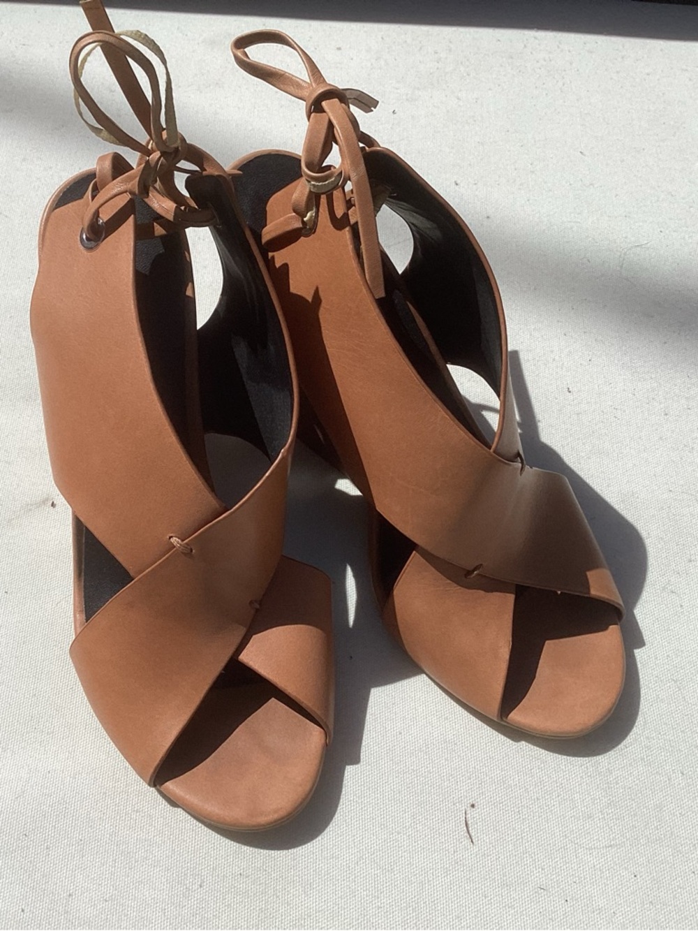 Women's Tan Wedge,Leather Slingback Sandals by Rebecca Minkoff, size 7.